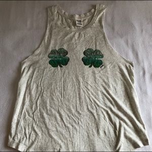 NWT VS PINK Large BLING Shamrock ☘️ Muscle Tank